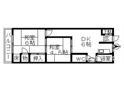 レジデンス輝鳴(2DK/2階)の間取り写真