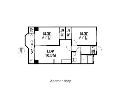 マンション中村(2LDK/4階)の間取り写真