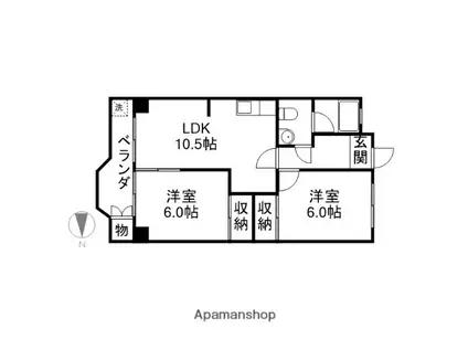 マンション中村(2LDK/5階)の間取り写真