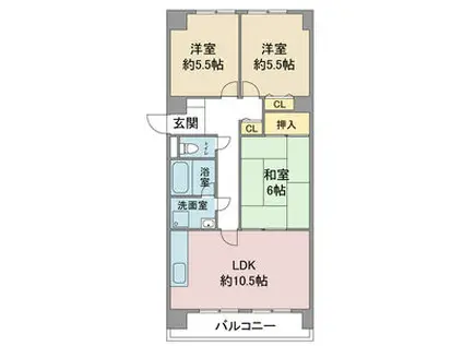 エスポワール五反田(3LDK/3階)の間取り写真