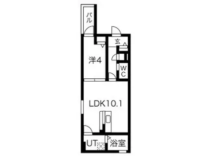 MS 西志賀(1LDK/2階)の間取り写真