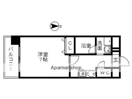 スカイフラット名古屋(1K/7階)の間取り写真