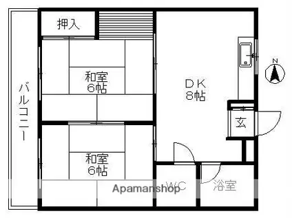 リバージュ剣(2DK/1階)の間取り写真