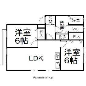ハイツウッドランドⅢ(2LDK/2階)の間取り写真