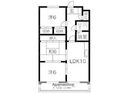 ファミール鈴木(3LDK/3階)の間取り写真
