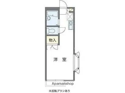 セントラルリバーⅠ(ワンルーム/2階)の間取り写真