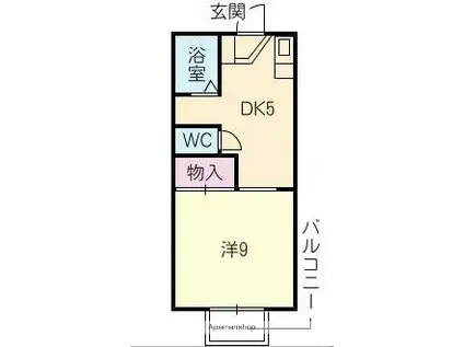 グリーンアルス(1DK/2階)の間取り写真