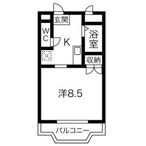 三好ヶ丘ハイツ(1K/2階)の間取り写真