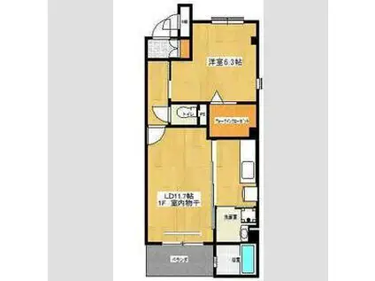 アブニール22(1LDK/1階)の間取り写真