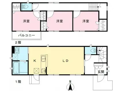 愛知県みよし市 2階建 新築(3LDK)の間取り写真