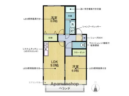 アイリス梅ヶ丘(2LDK/2階)の間取り写真