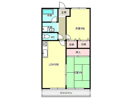 グレンコートⅠ・Ⅱ(2LDK/1階)の間取り写真