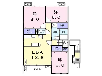 ラフィネMS A(3LDK/2階)の間取り写真