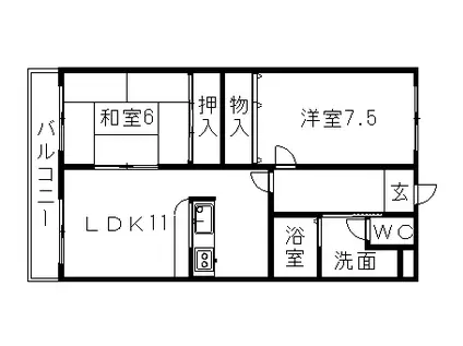 サンケンユーム(2LDK/3階)の間取り写真