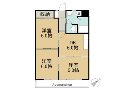 ユーズアーク(3DK/3階)の間取り写真