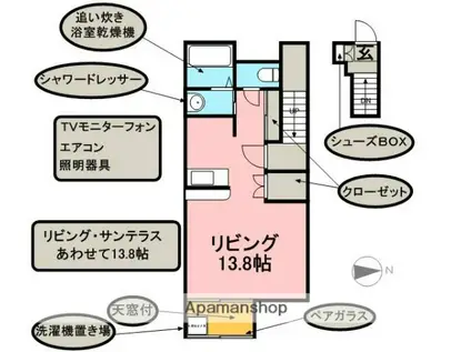 バスティード 海山道(ワンルーム/2階)の間取り写真