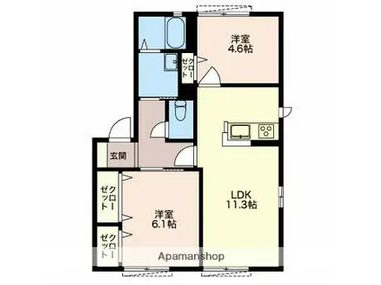 エタニティ(2LDK/1階)の間取り写真