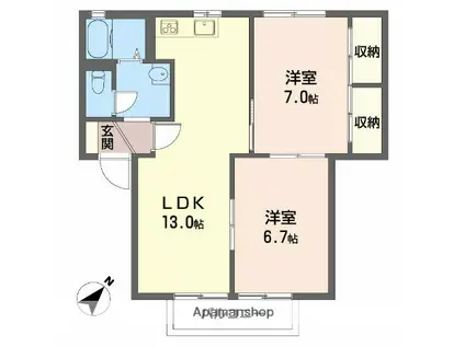 メルベール西富田(2LDK/2階)の間取り写真
