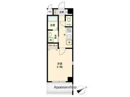 WILL DO四日市鵜の森(1K/5階)の間取り写真