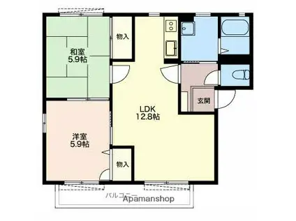 エルマ-ナスC棟(2LDK/2階)の間取り写真