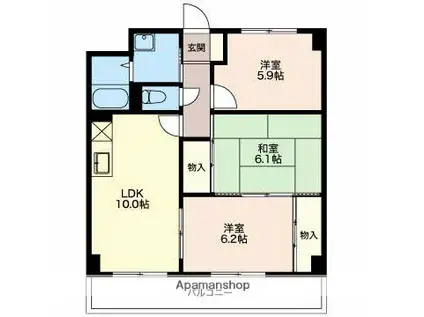 ディアコートSAKURADAI・A(3LDK/2階)の間取り写真