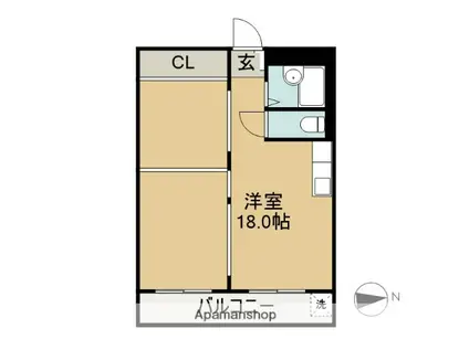 メゾン三幸(ワンルーム/4階)の間取り写真