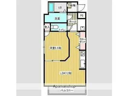 プリムヴェール(1LDK/3階)の間取り写真