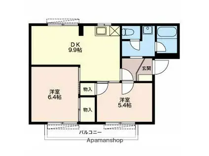フレグランスオオクラ(2LDK/1階)の間取り写真