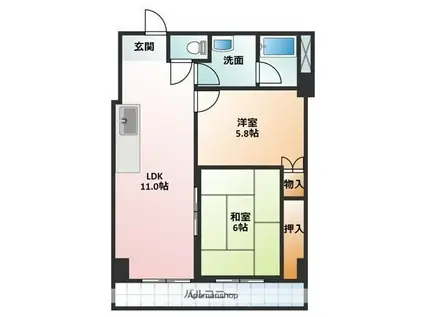 メゾン・ヴァンベール(2LDK/8階)の間取り写真