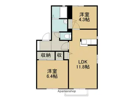 VANTAGE A・B棟(2LDK/2階)の間取り写真