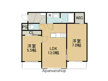 ロイヤルサイト(2LDK/1階)の間取り写真