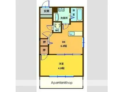ローゼンハイム(1DK/1階)の間取り写真