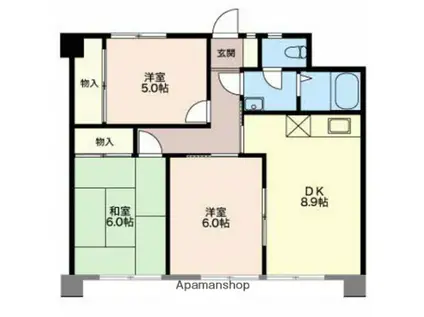 レジデンス大井手(3DK/1階)の間取り写真