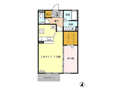 アンベリール(1LDK/1階)の間取り写真