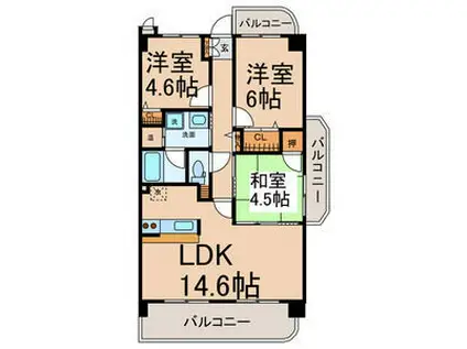 ESPACIO SUENO(3LDK/3階)の間取り写真