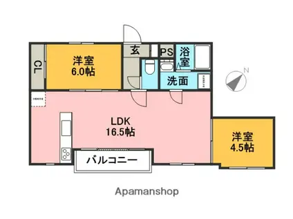 ル シール(2LDK/3階)の間取り写真