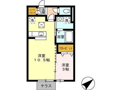 クレスト菰野(1LDK/1階)の間取り写真