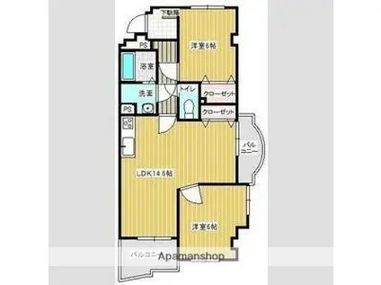 ダブルイーグル A棟(2LDK/3階)の間取り写真