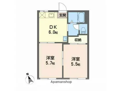 アネックス鈴木 Ⅰ(2DK/1階)の間取り写真