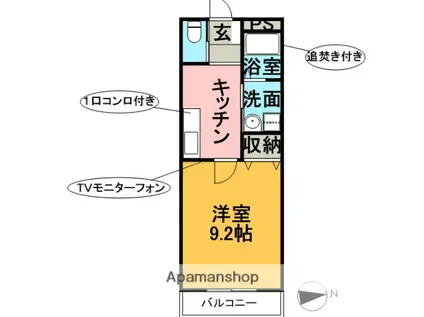シティライフ三日市(1K/2階)の間取り写真
