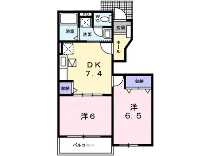 サンコートB(2DK/1階)の間取り写真