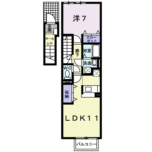 オーブⅡ(1LDK/2階)の間取り写真