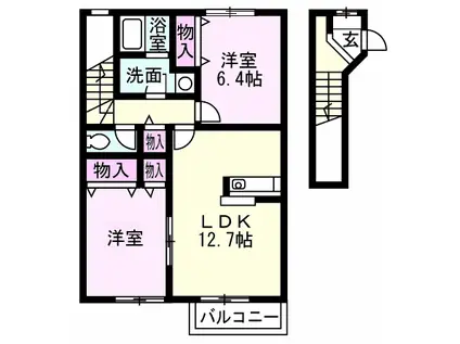 リーオ デ グロリア(2LDK/2階)の間取り写真