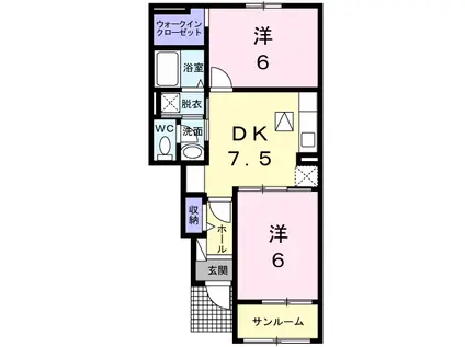 ヴィラージュ リジエールB(2DK/1階)の間取り写真