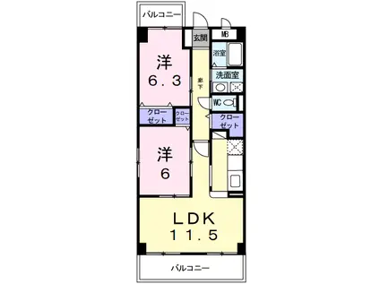 フィオーレ・K(2LDK/3階)の間取り写真