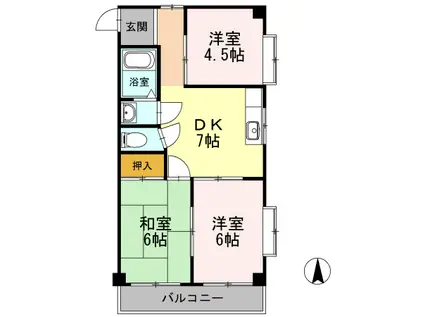 サニーヒル星見ヶ丘(3DK/2階)の間取り写真