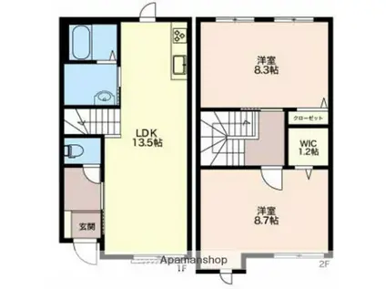 グランジュッテE(2LDK)の間取り写真