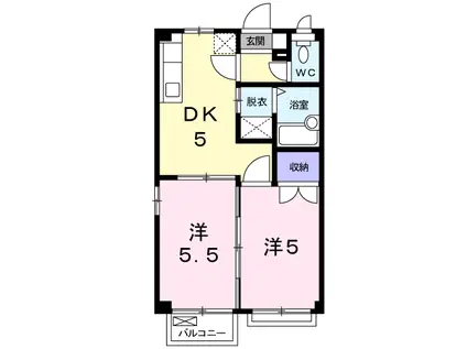 エースビレッジA(2DK/2階)の間取り写真