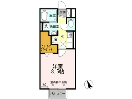 アルディーラ伊倉 B棟(1K/1階)の間取り写真