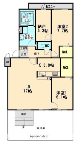 アビーロードⅡ(2LDK/1階)の間取り写真